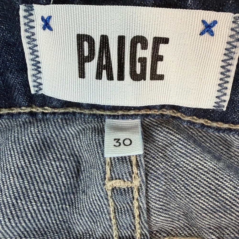 PAIGE‎ Jimmy Jimmy Skinny Distressed Plaid Patch Jeans Womens 30 Blue Denim